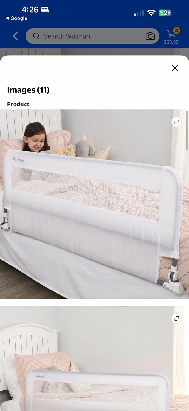 Regalo HideAway Extra Long Toddler Bed Rail, White Mesh, 54in x 20in